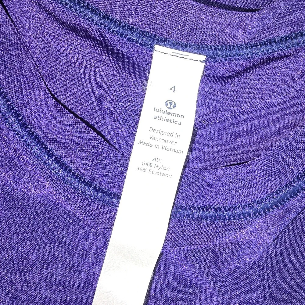 Lululemon Get Low Tank Tie Side Size 4 Mesh Stretch Sleeveless Purple Womens